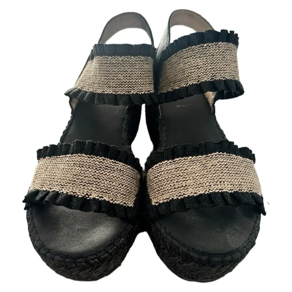 Juncal Aguirre - Mica Black Platform Espadrille Sandals Wedges